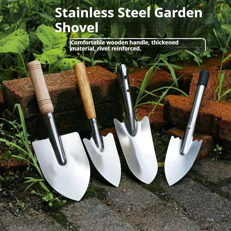 Stainless Steel Garden Shovel Hand Tool Digging Spade Flower Planting Tool