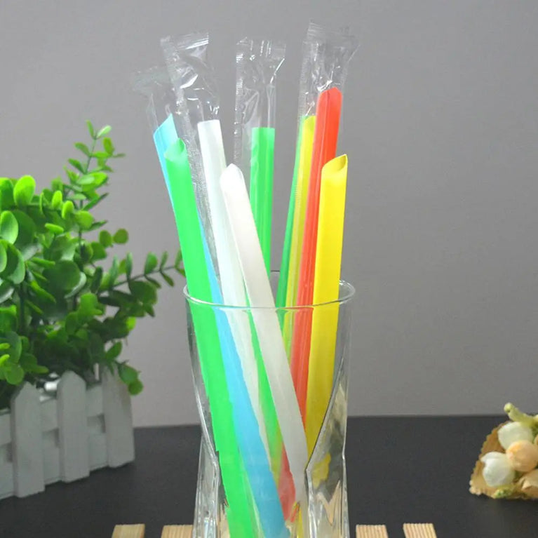 50PCS Jumbo Colored Bubble Tea Straws 19cm Disposable Use