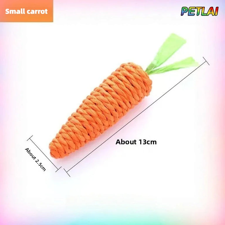Cat Carrot Hemp Rope Chew Toy Teeth Grinding Interactive Kitten Scratching Fun Toy