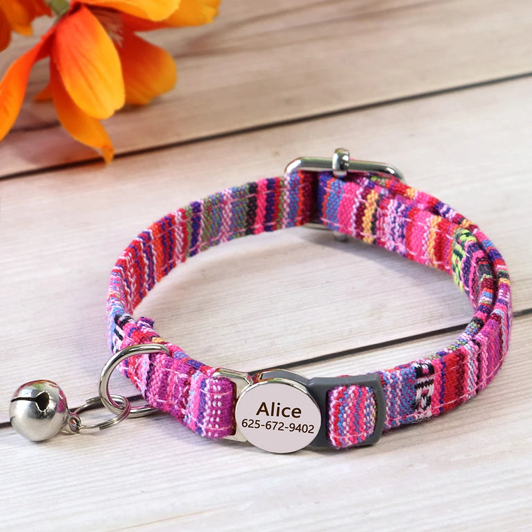 Cat Collar Free Personalized Kitten Collar Engraved Antilost Adjustabl