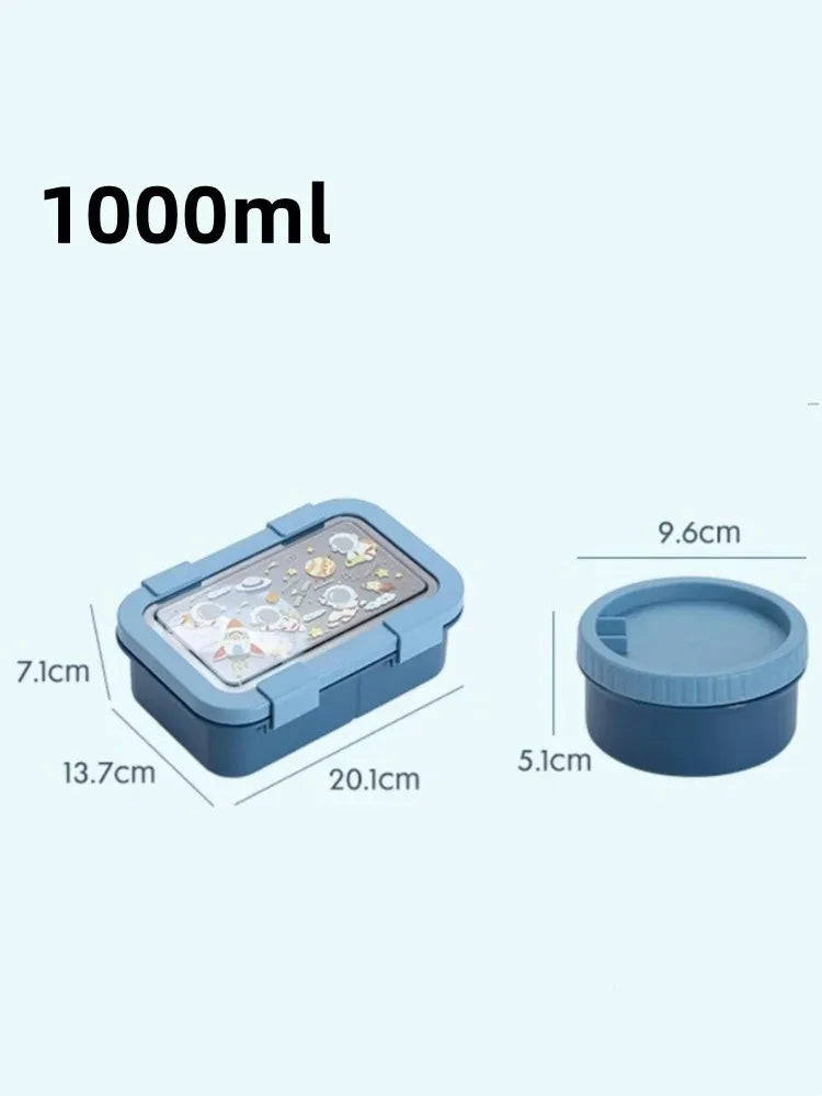 1000/1350ml Cartoon Lunch Box Leakproof Bento Container with Soup Bowl Portable Food Storage Box