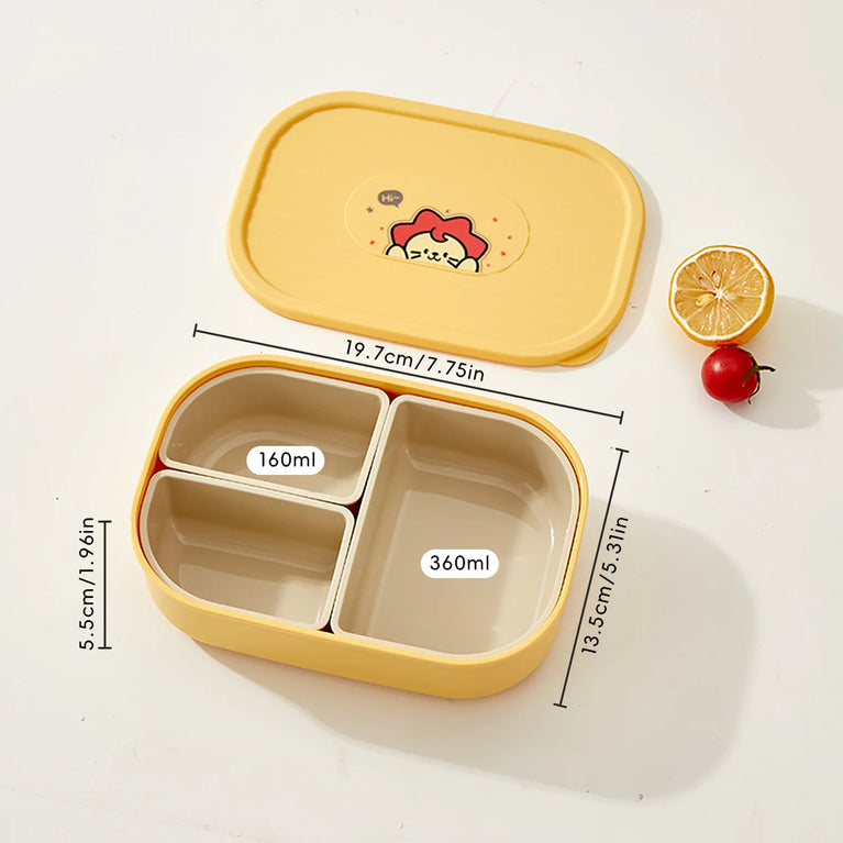 3-Grids Microwave Bento Lunch Box Stackable Leakproof Food Container