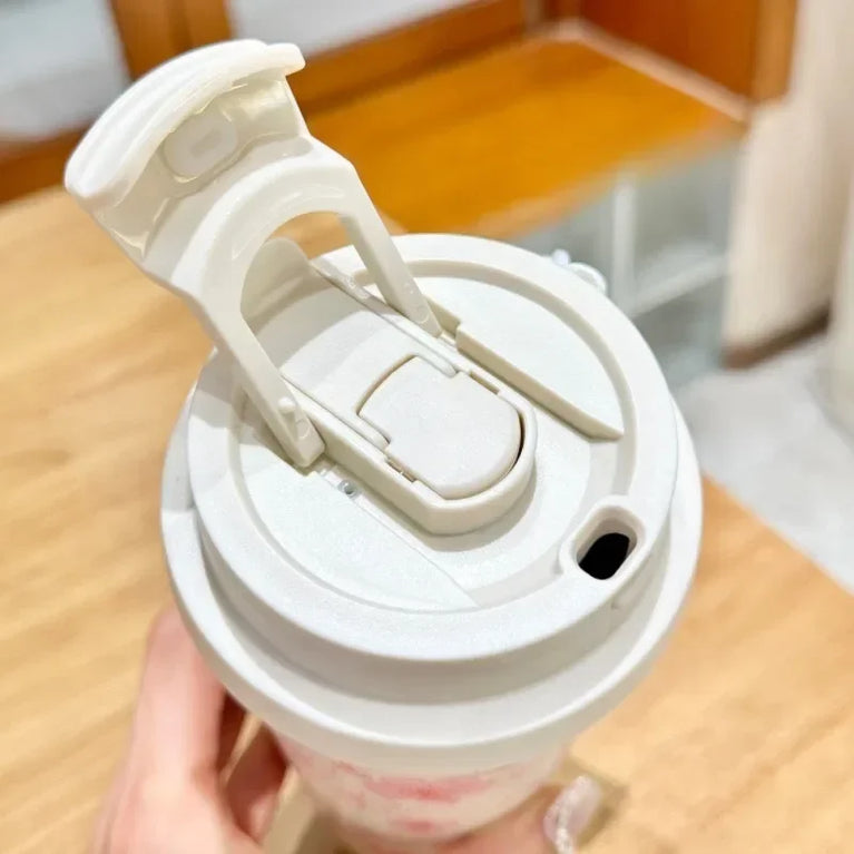 500ml Insulated Stainless Steel Tumbler Mug with Straw Handle