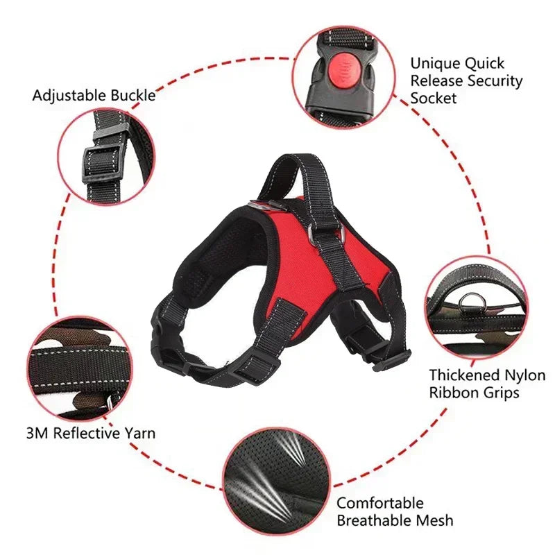 Adjustable Oxford Dog Harness Vest Collar Durable Pet Walking Harness