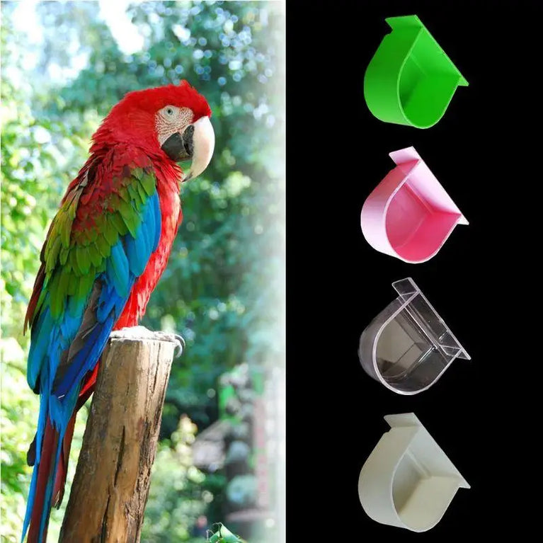 Plastic Bird Cage Feeding Trough | Splash-Proof Food & Water Cup