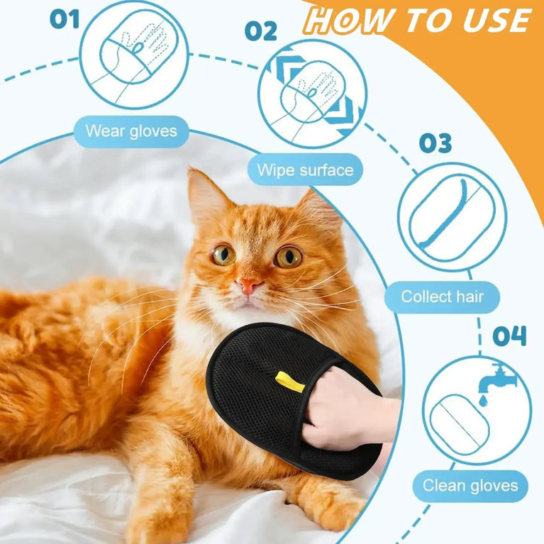 Pet Hair Remover Brush Kitten Hair Remover Gloves Deshedding Grooming Kit