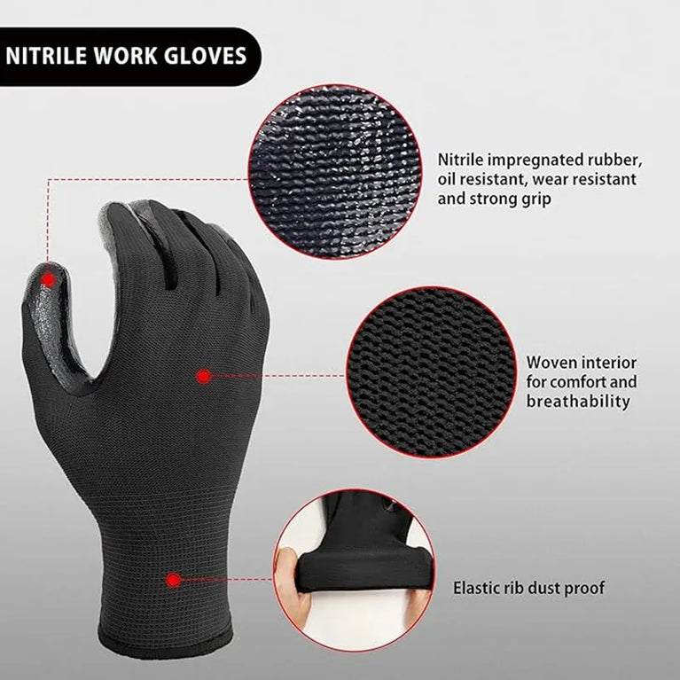 Durable Gardening Gloves Anti Slip Safety Work Gloves 10 Pairs