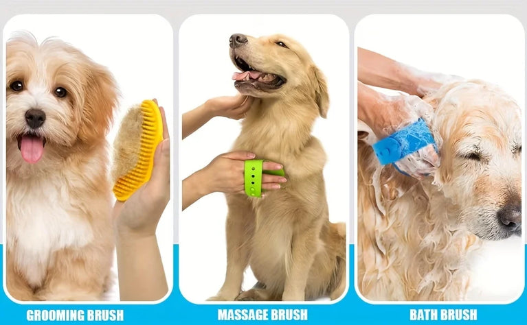 Dog Bath Brush Silicone Pet Massage Brush Grooming Comb Tool