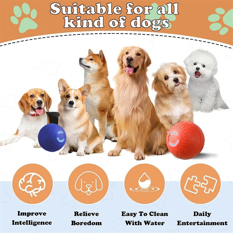 Smart Interactive Dog Toy Ball | Automatic Bouncing Rolling Toy
