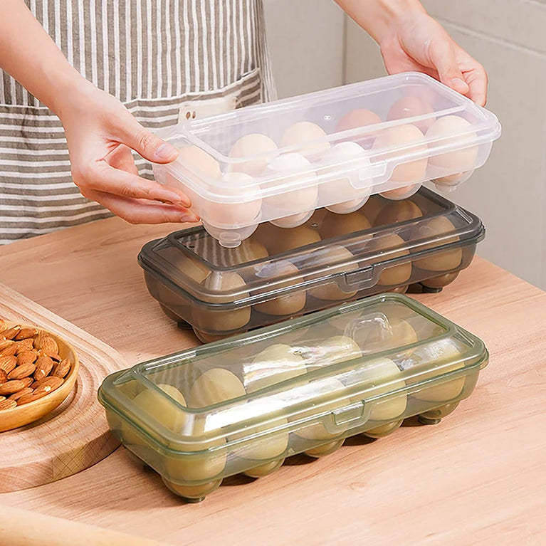 10/15 Grids Transparent Plastic Egg Storage Box Refrigerator Organizer Container