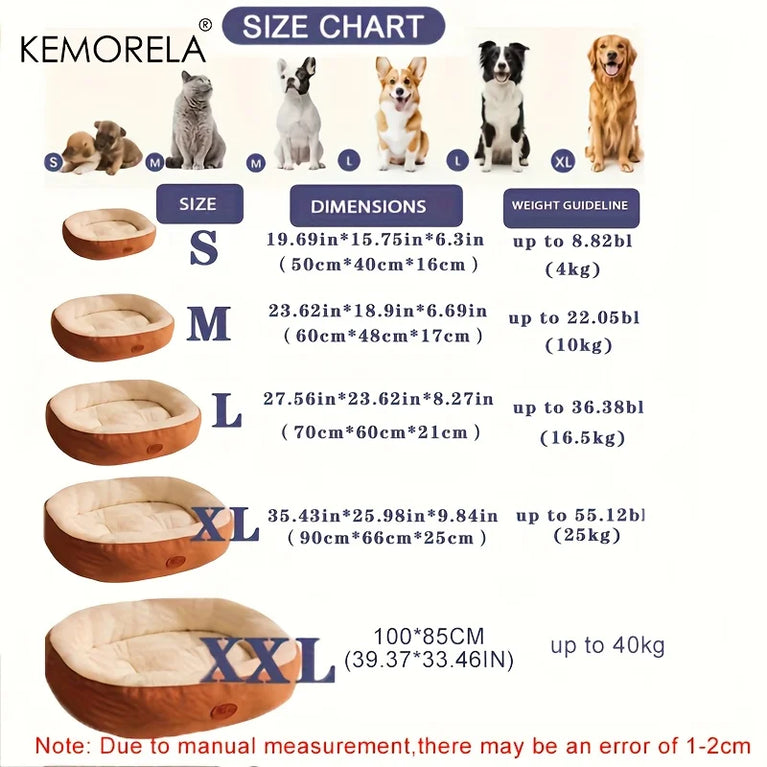 Cozy Oval Snuggle Pet Bed Cat Heating Pad Cooling Cat Bed