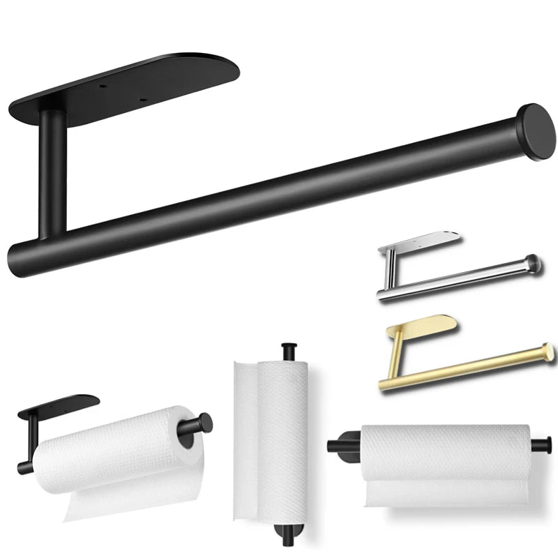 Stainless Steel Paper Towel Holder | Multi-Function Wall Mount & Under Cabinet Rack