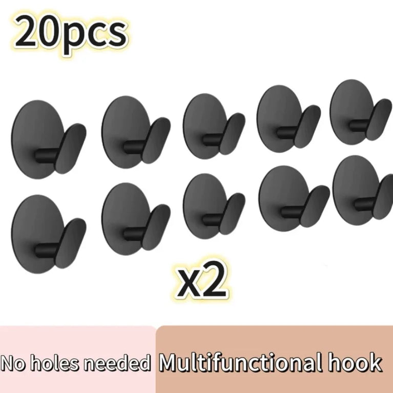 Self-Adhesive Hooks Heavy Duty Plastic Wall Hooks Towel Clothes Rack Hangers Bathroom Kitchen Waterproof Hooks