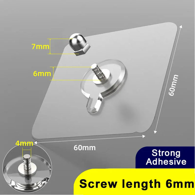 2-10Pcs Screw Wall Hooks Self Adhesive Hangers Seamless Nail Screw Free Sticker Hook for Wall Mount Kitchen Bathroom Home Office