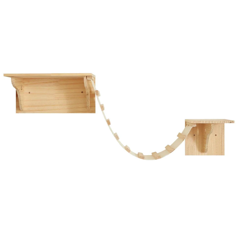 Wall-Mounted Cat Hammock & Climbing Set | Space-Saving Wood Furniture