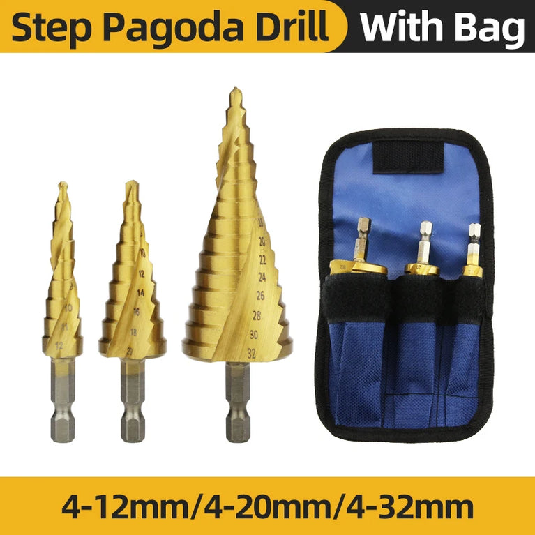 Titanium Step Drill Bit Set | High-Speed Stepped Conical Stage Drills