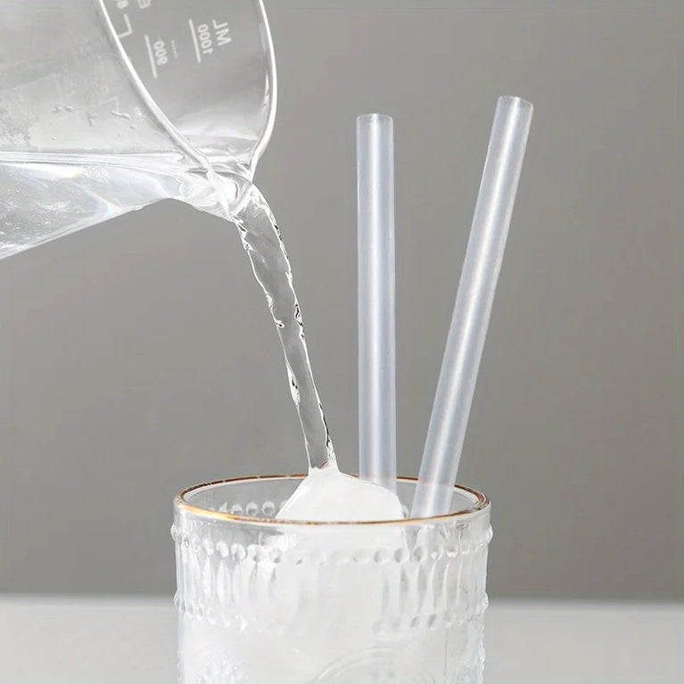 100PCS Transparent Disposable Drinking Straws for Milk Tea Coffee Smoothies