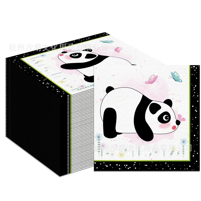 Panda Birthday Party Disposable Tableware Set Plates Cups Napkins Banner Decor