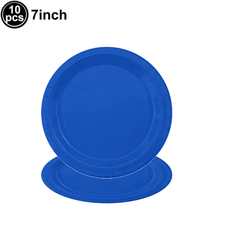Solid Red and Dark Blue Theme Birthday Party Disposable Tableware Set