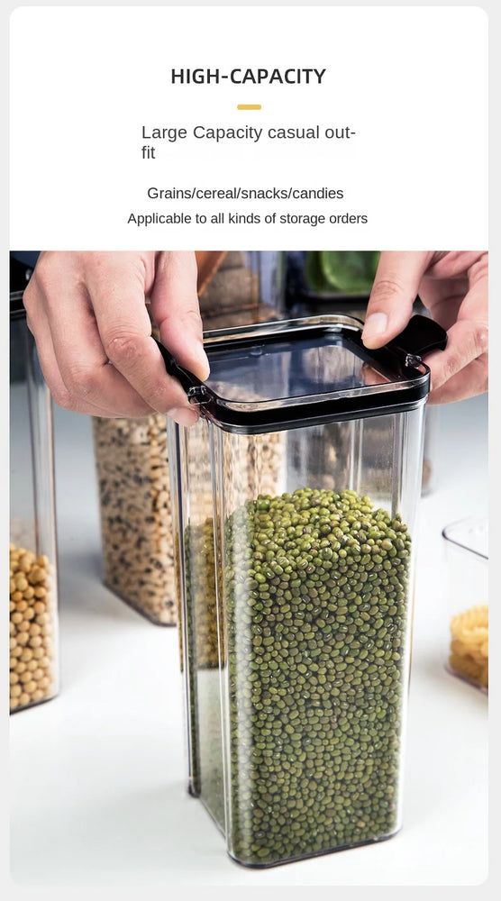 Plastic Food Containers with Lids Large Capacity Airtight Storage Jars