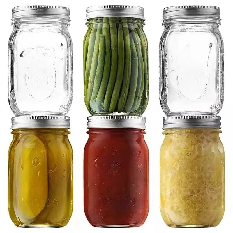 Wide Mouth Mason Jars with Lids Glass Food Storage Container for Meal Prep