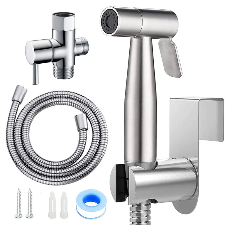 SUS304 Stainless Steel Handheld Bidet Sprayer Set | Vertical Spray Toilet Hygiene System