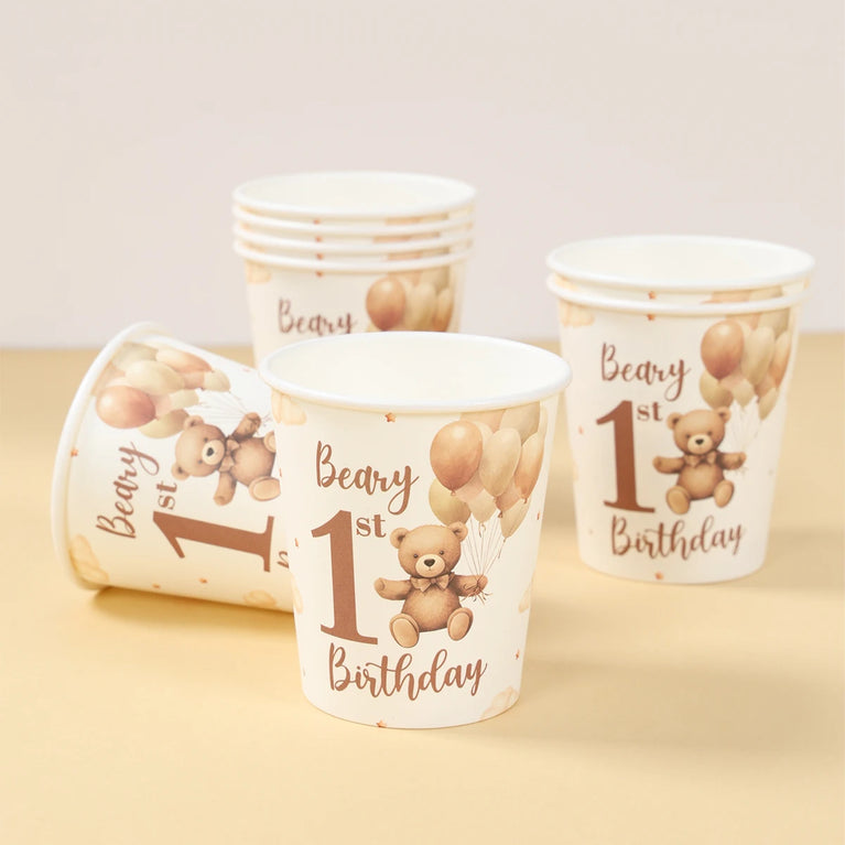 Little Bear Balloon Happy 1st Birthday Disposable Tableware Set Party Decorations