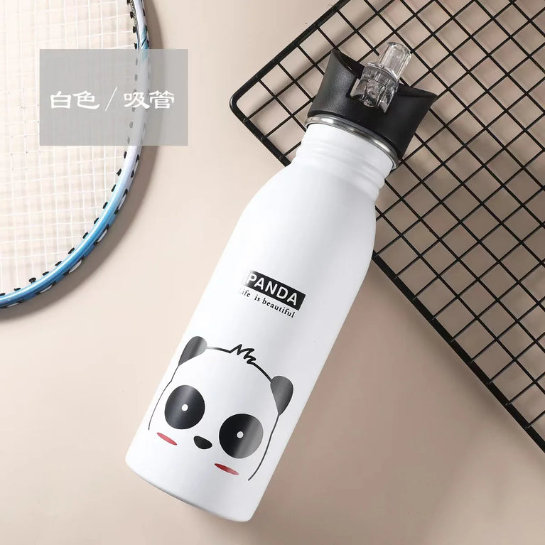 Kids Stainless Steel Straw Water Bottle Cartoon Portable Bottle