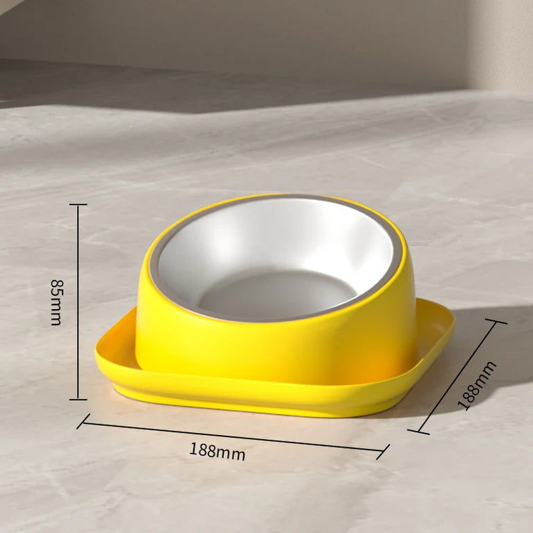 15° Tilted Raised Cat Feeder with Stainless Bowl Anti Slip Base