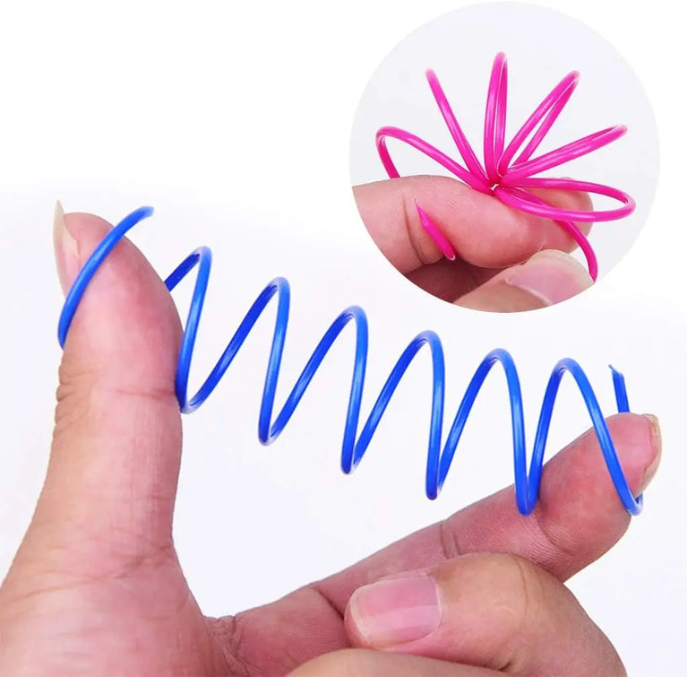 Cat Spring Toy Plastic Spiral Coil Colorful Interactive Kitten Hunting Swatting Pet Toy Set