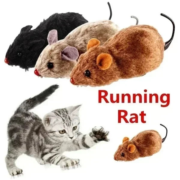 Lifelike Running Mouse Cat Toy Plush Interactive Fun Chase Play