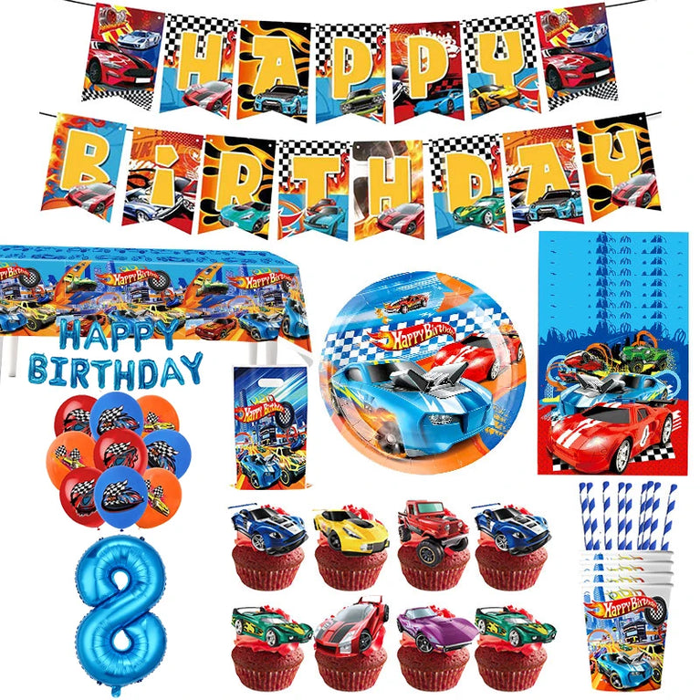 Happy Birthday Wheels Racing Car Party Disposable Tableware Set for Kids Celebration