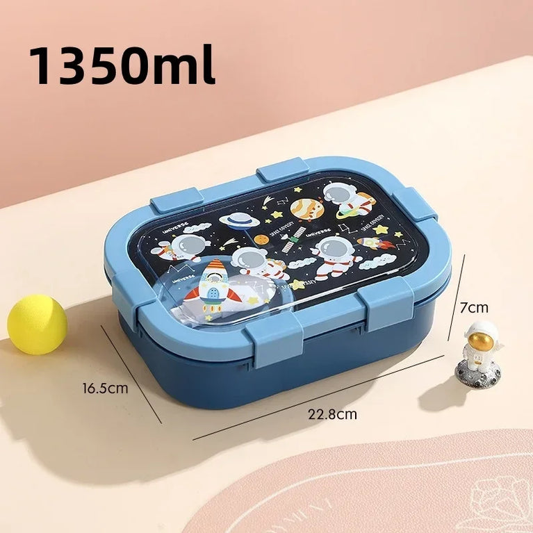 1000/1350ml Cartoon Lunch Box Leakproof Bento Container with Soup Bowl Portable Food Storage Box