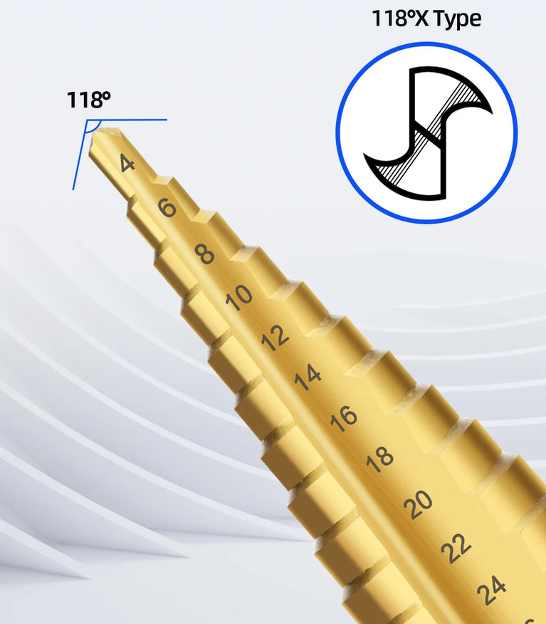 Titanium Step Drill Bit Set | High-Speed Stepped Conical Stage Drills
