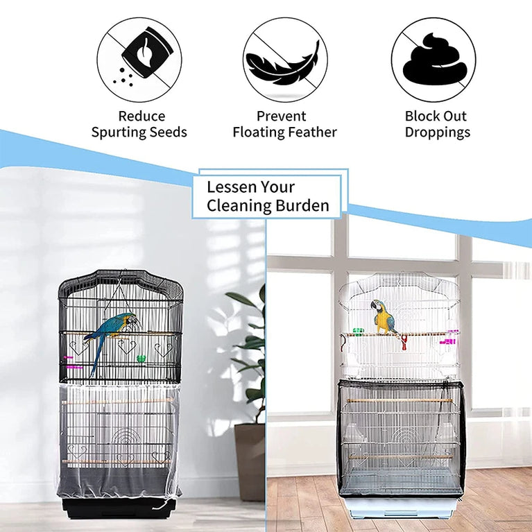 Nylon Mesh Bird Cage Seed Catcher | Stretchy Airy Cage Skirt