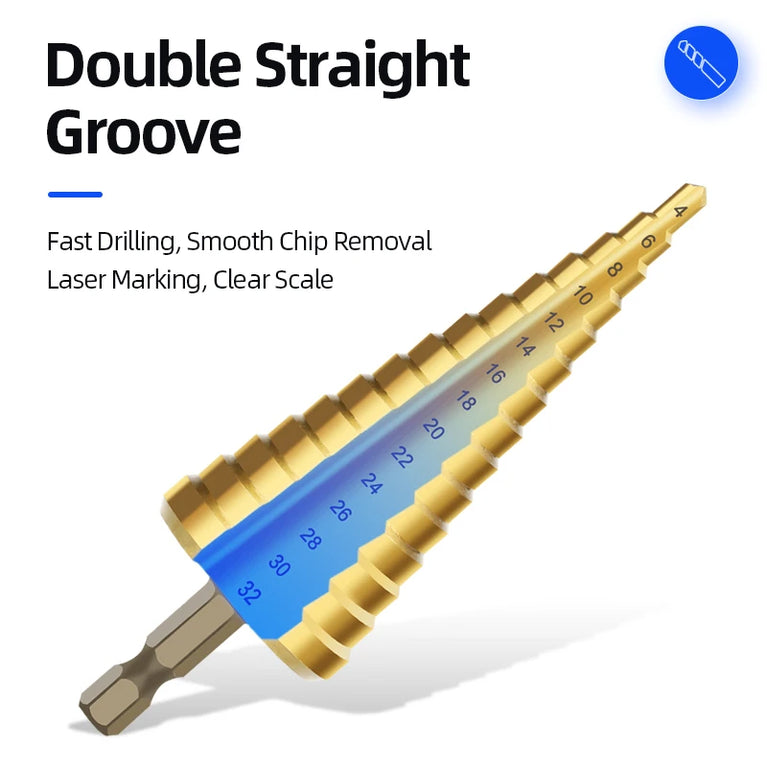 Titanium Step Drill Bit Set | High-Speed Stepped Conical Stage Drills