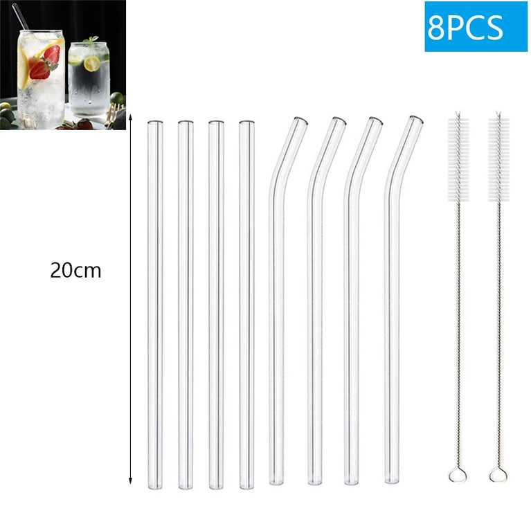 Glass Straws Eco Friendly Reusable Drinking Straw Set with Brushes Bar Accessories