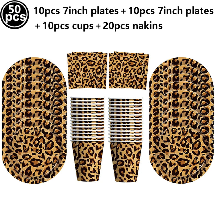 Leopard Print Birthday Party Disposable Tableware Set-Animal Theme Decor
