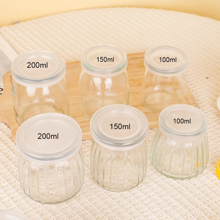 Glass Baking Bottles with Lid Yogurt Pudding Mini Food Storage Jar Container