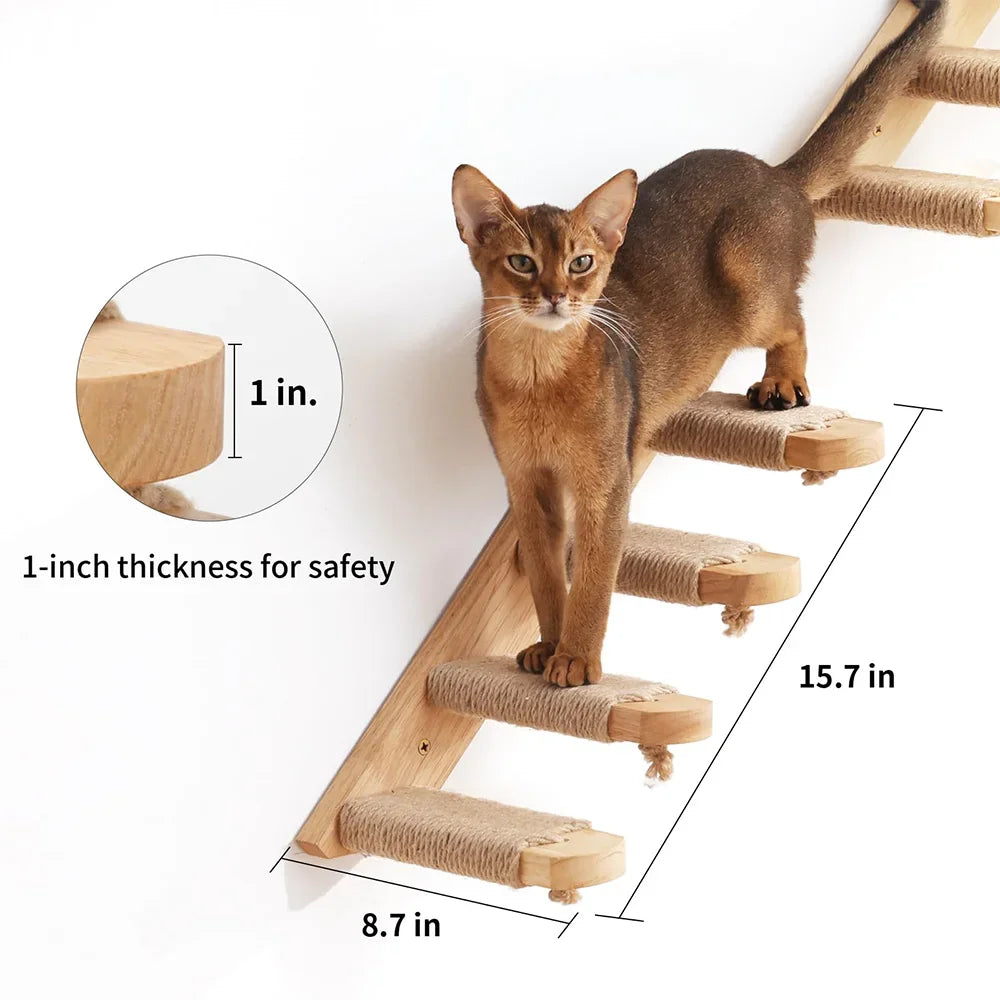 Wall-Mounted Cat Hammock & Climbing Set | Space-Saving Wood Furniture