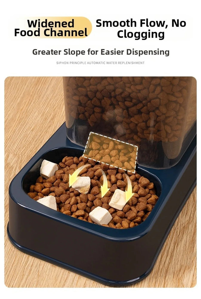 Large Capacity Pet Automatic Feeder 1.5L Food And Water Dispenser Set For Cats