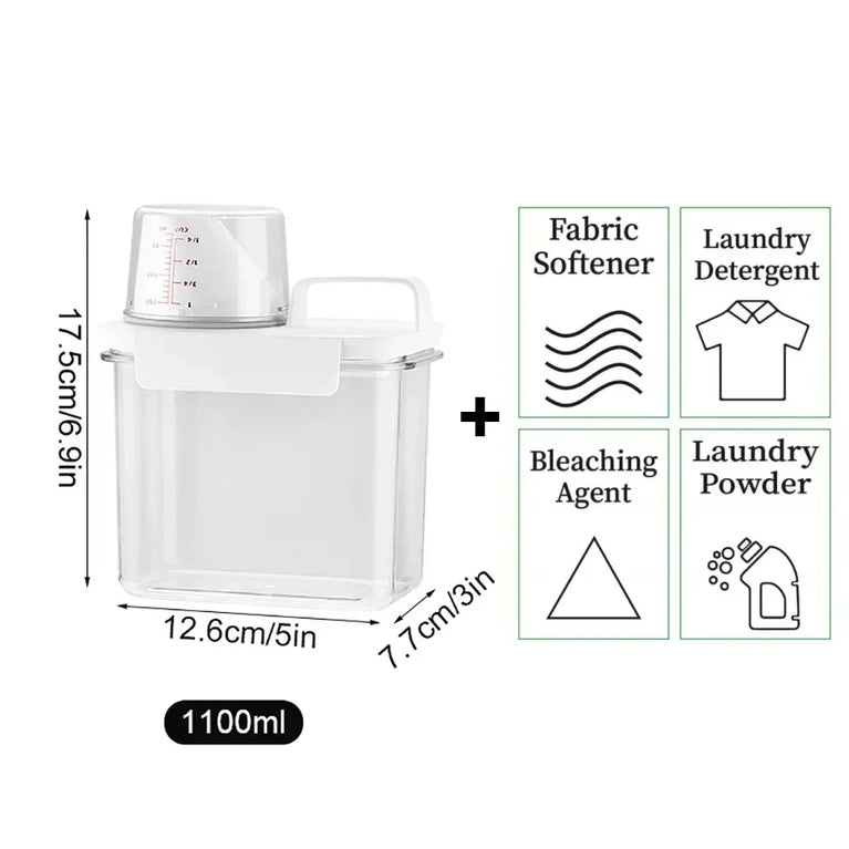 Airtight Laundry Detergent Powder Storage Box 2.3L Plastic Dispenser Container with Labels