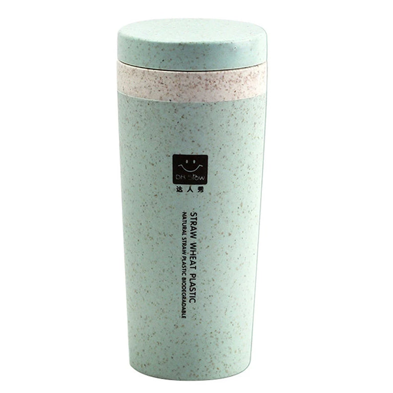 Portable 300ml Wheat Fiber Double Layer Thermal Travel Mug Eco Friendly Water Cup