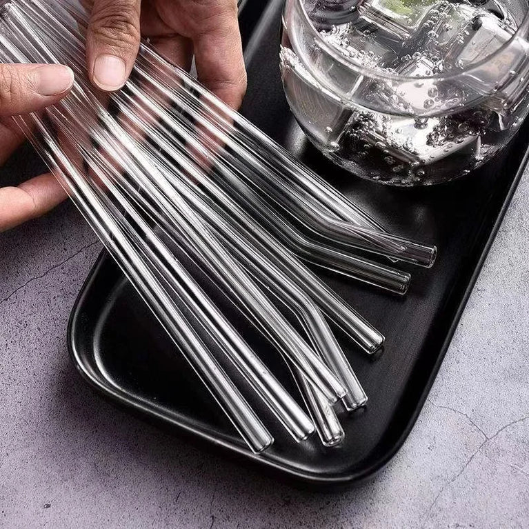 Glass Straws Eco Friendly Reusable Drinking Straw Set with Brushes Bar Accessories