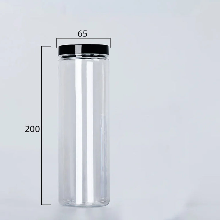 Black Lid Wide Mouth Circular Plastic Storage Bucket Airtight Food Container