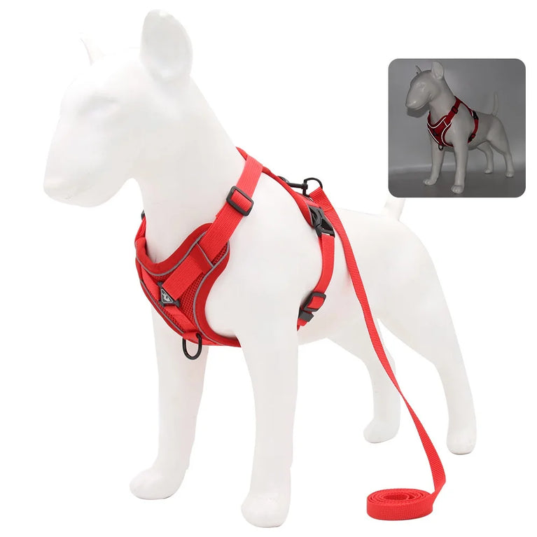 LED Light Reflective Dog Harness Vest With Leash Adjustable Pet Set