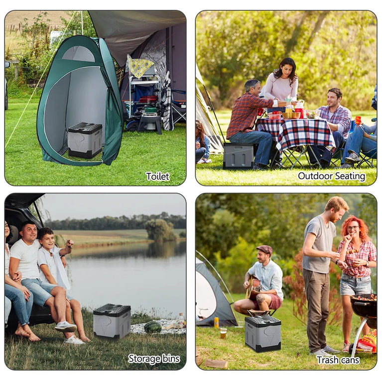 Portable Folding Outdoor Toilet | 300kg Capacity Collapsible Travel Commode & Storage Box