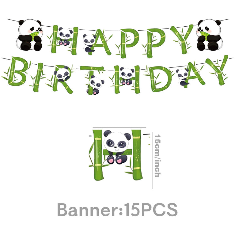 Panda Birthday Party Disposable Tableware Set Plates Cups Napkins Banner Decor