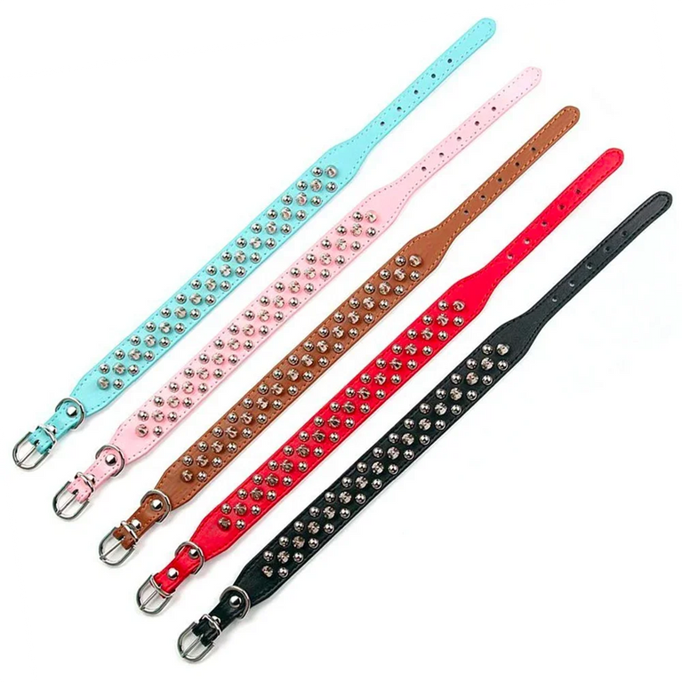 Adjustable Leather Dog Collar Punk Rivet Spiked Neck Strap