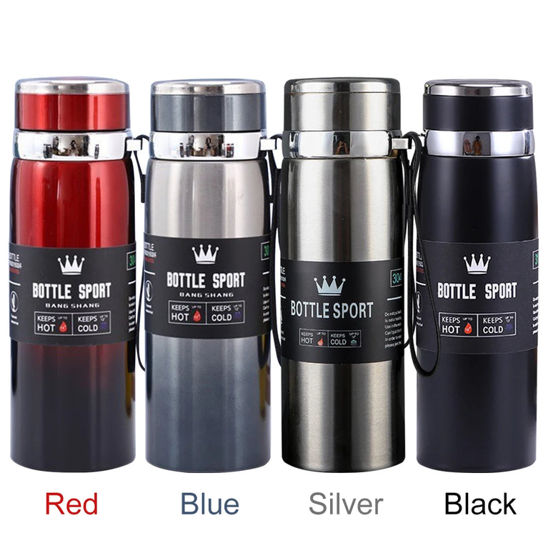 1L Stainless Steel Vacuum Thermal Water Bottle with Handle & Brush Set